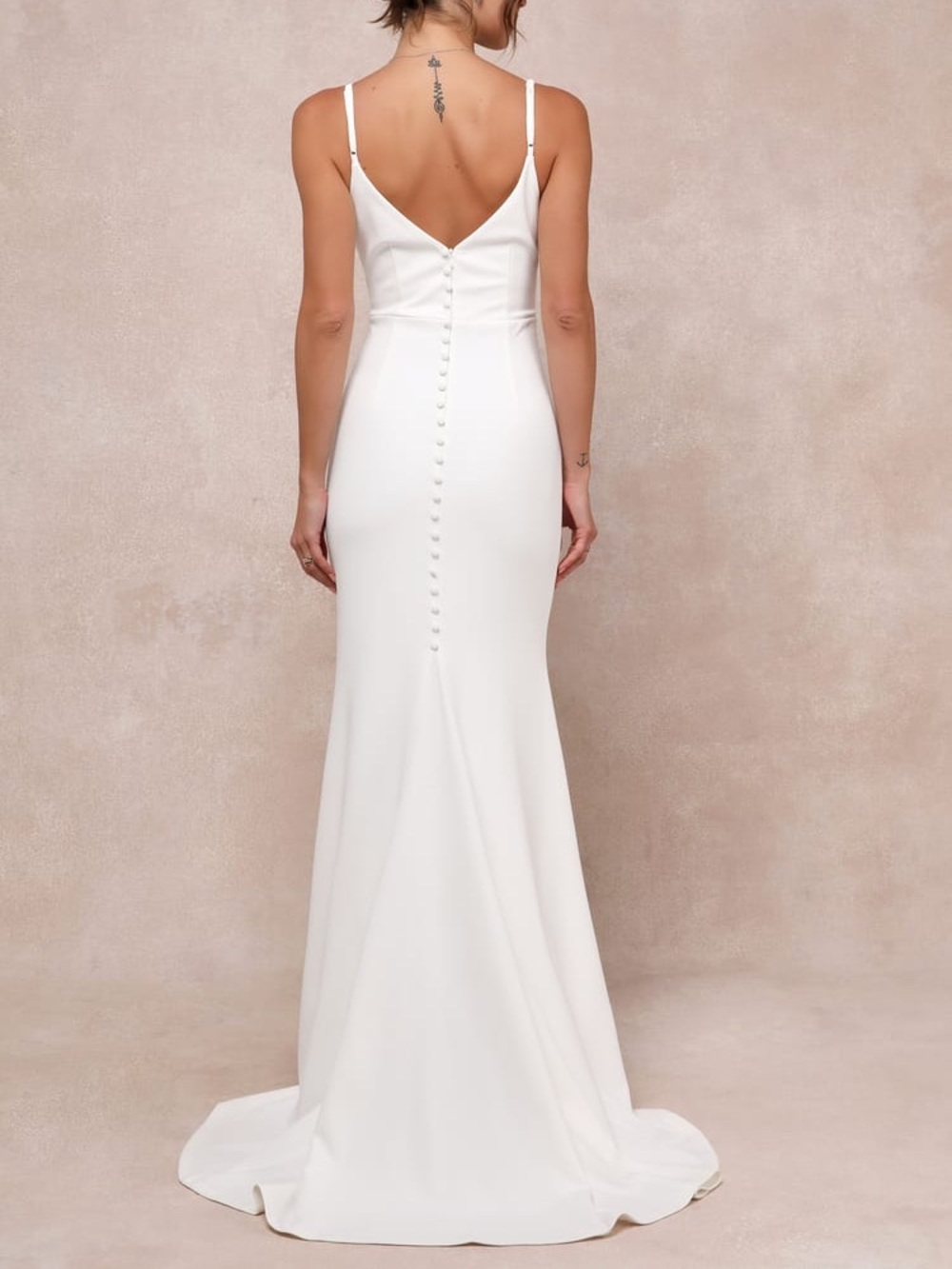Elegant White Spaghetti-Strap Bridal Gown - Picture 4 of 11
